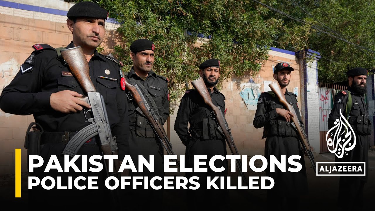 At least seven police officers have been killed across Pakistan, as voting commences