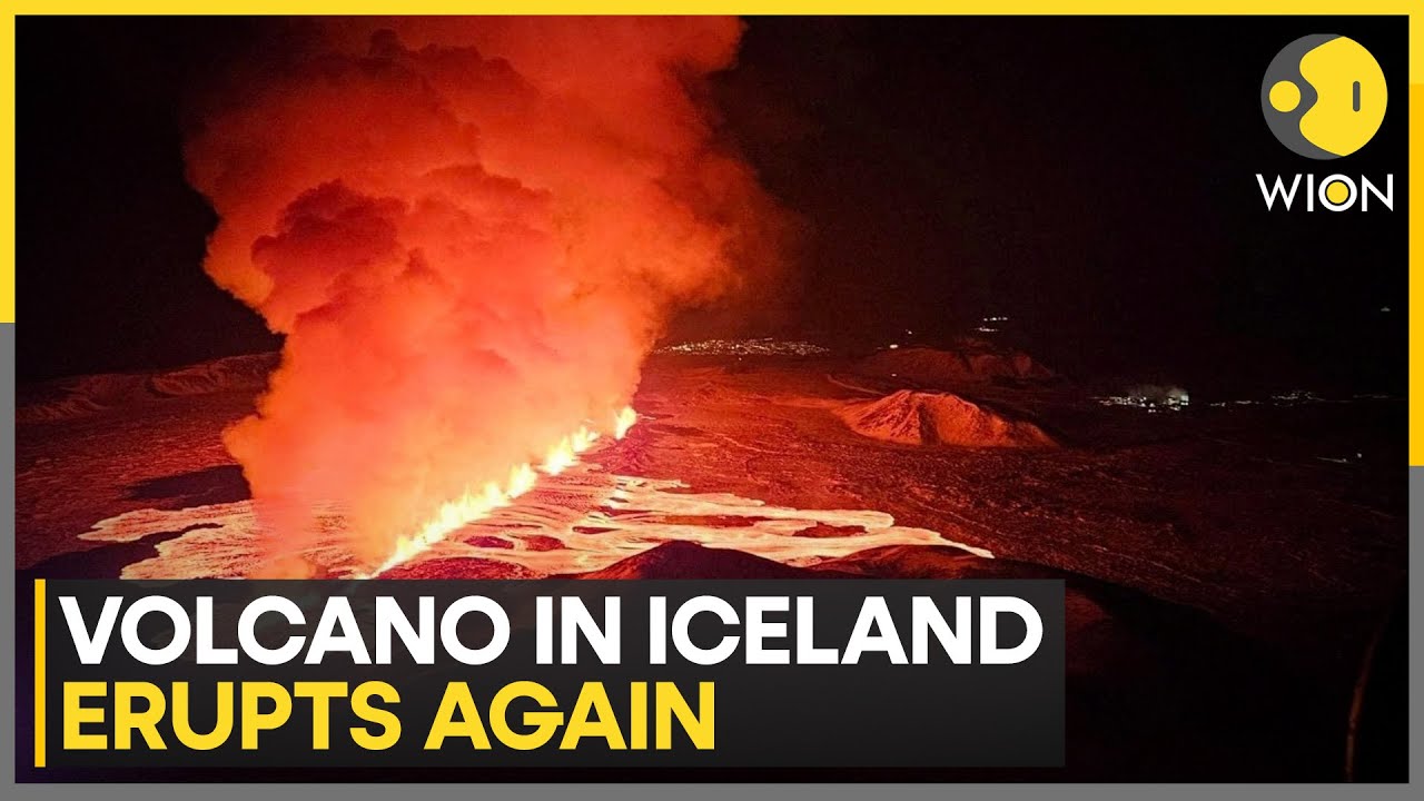 Volcano in Iceland erupts again; molten rocks spew from fissures | WION News