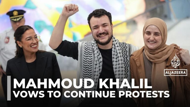 Mahmoud Khalil vows to continue to ‘speak up for Palestine’ after release
