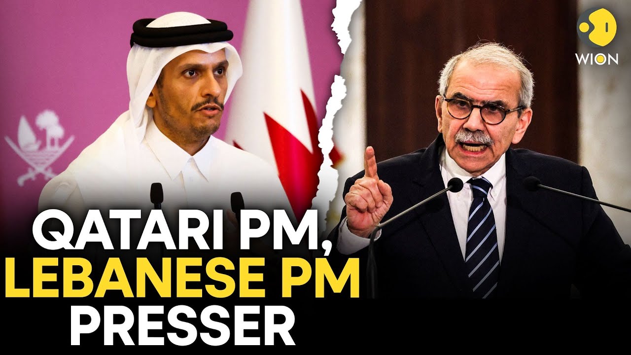 Qatari PM and Lebanese PM Nawaf Salam hold joint news conference | WION LIVE
